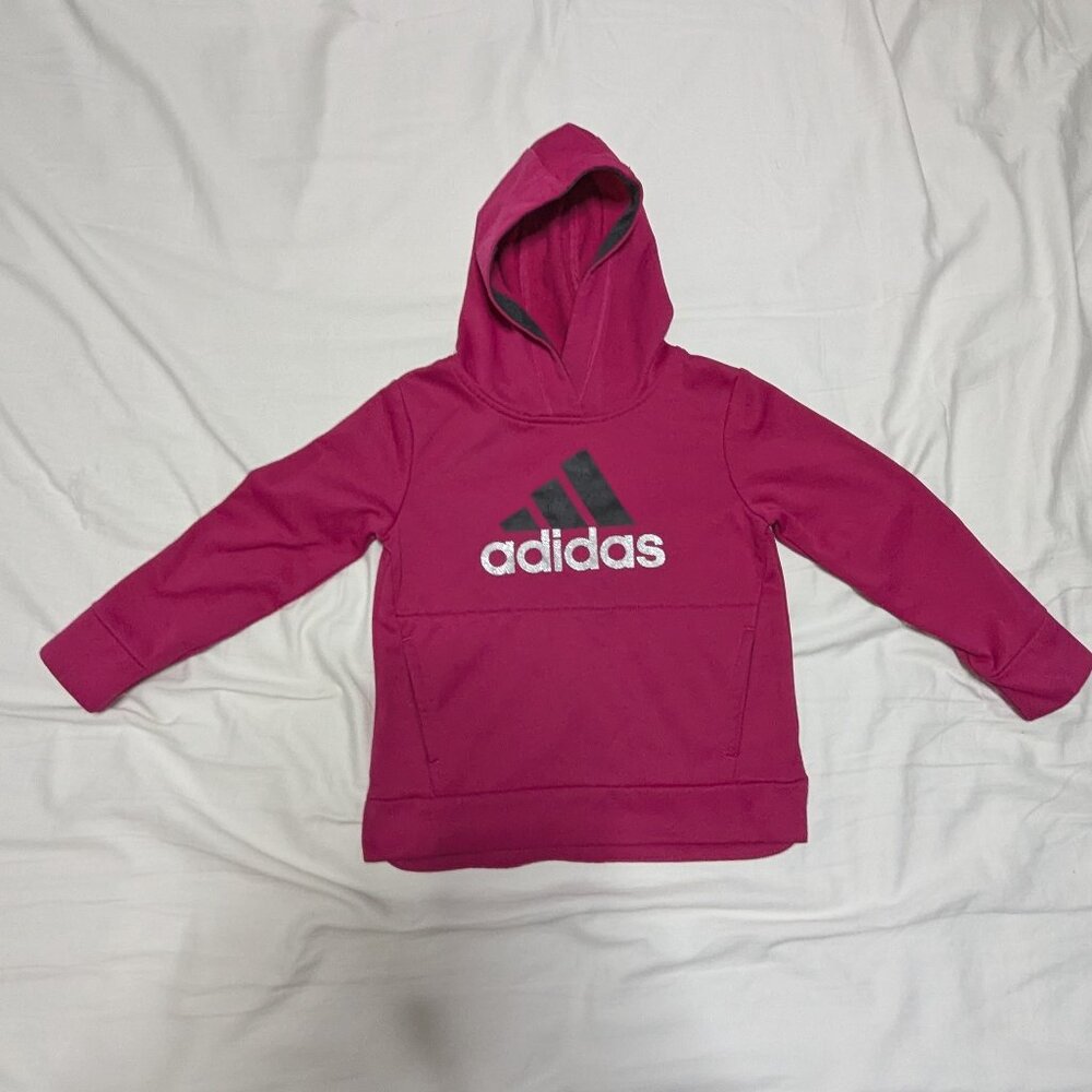 Adidas Girls' Pink Hooded Pullover – Sporty & Stylish! 🎀🏃‍♀️Size 5